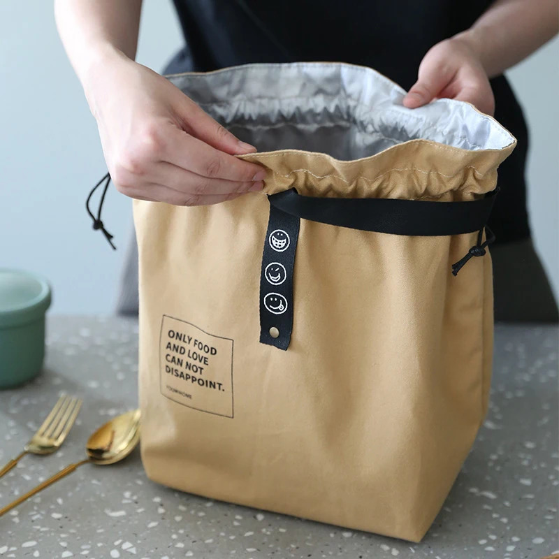 Canvas lunch bag bento box handbag outdoor portable picnic dinner container school fresh food storage accessories 250408