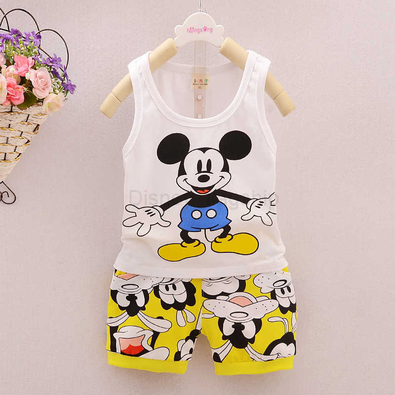 Disney Summer Boys Tank Top Set 2020 New Childrens Clothing Korean Edition Small and Medium Childrens Baby Clothes Summer Shorts SetXJ250409