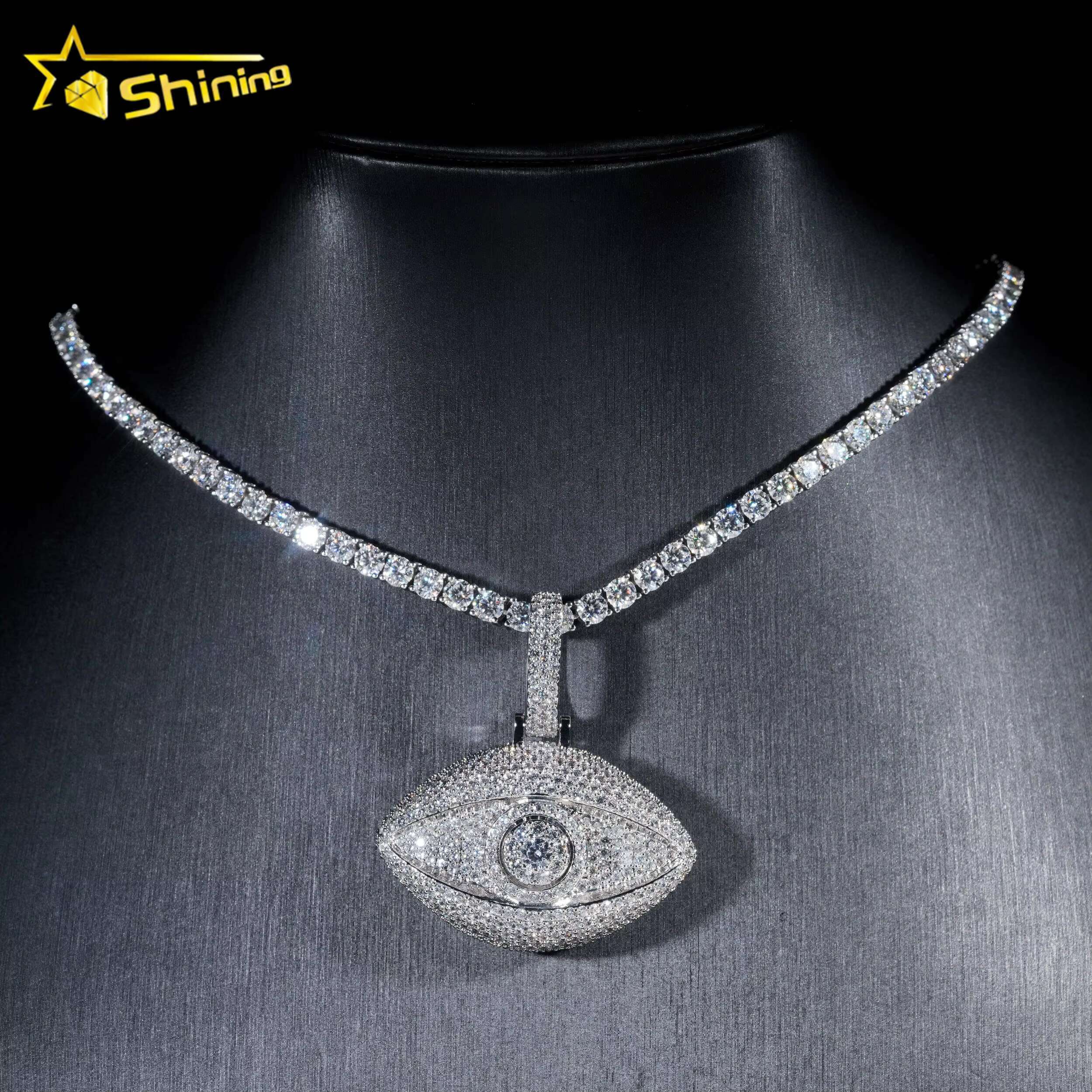 Pass Diamond Tester GRA Certificate 925 Sterling Silver Hip Hop 3D Eye VVS Moissanite Pendant