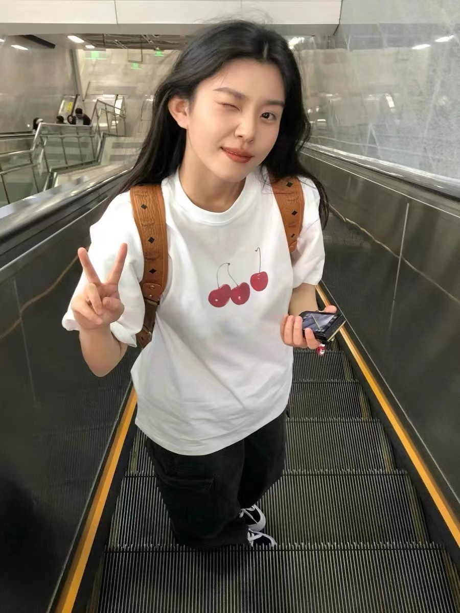sleeved short Large t-shirt white for women summer pure cotton shoulder design American style half sleeved loose top 250410