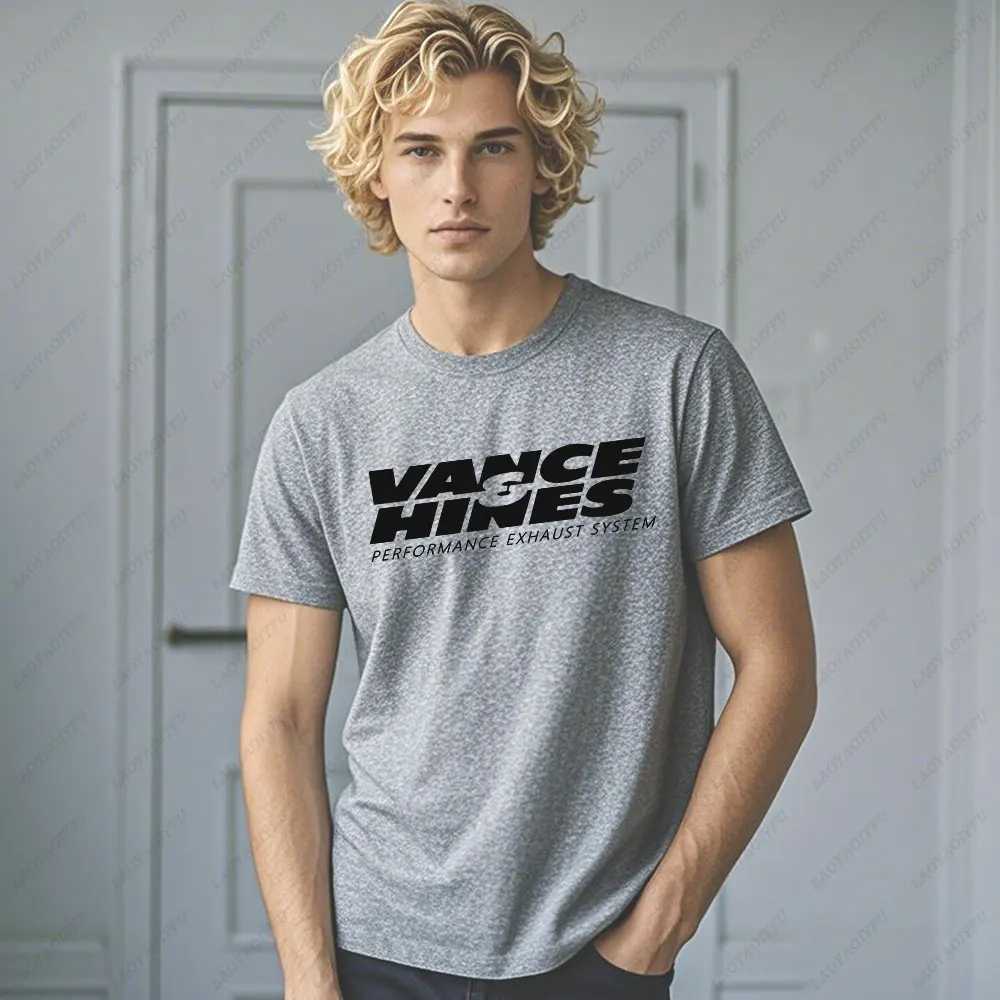 VANCE HINES Printed Fashionable Mens T-shirt Inspired by Motorcycle Racing Exhaust System Mens T-shirt Casual Loose Harajuku Soft T-shirtXJ250409