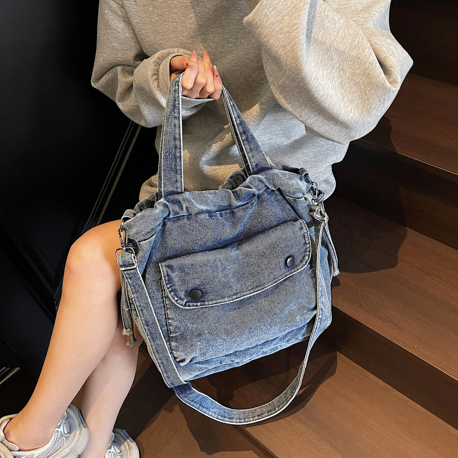 Japanese Cowboy Bag Womens Spring Leisure Student Class Submit Shoulder Large Capacity Messenger 250408