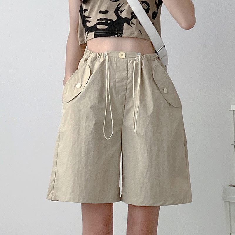 2025S Designer Shorts For Women Grey Workwear Five Quarter Women S Summer Loose New High Waist Wide Leg Casual American Quick Drying Sports Short Pant