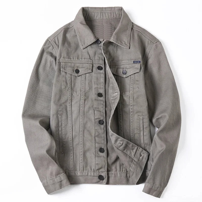 Spring and Autumn White Denim Jacket for Mens Casual Trend Korean Fashion Work Clothes Top 250409