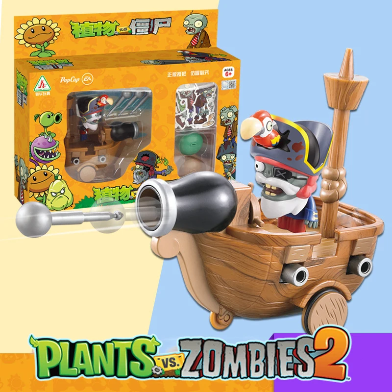 Plants Vs Zombies 2 Licensed Pirate Ship Zombie Pull-Back Vehicle Battle Set Bulk Stock - Action Figure Collectible Toy with Combat Game Interactive P