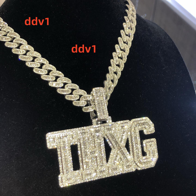 Iced Out Custom Jewelry Mens S925 Silver Round Brilliant Cut VVS Moissanite Hip Hop Diamond Men Necklace Pendants Customizable