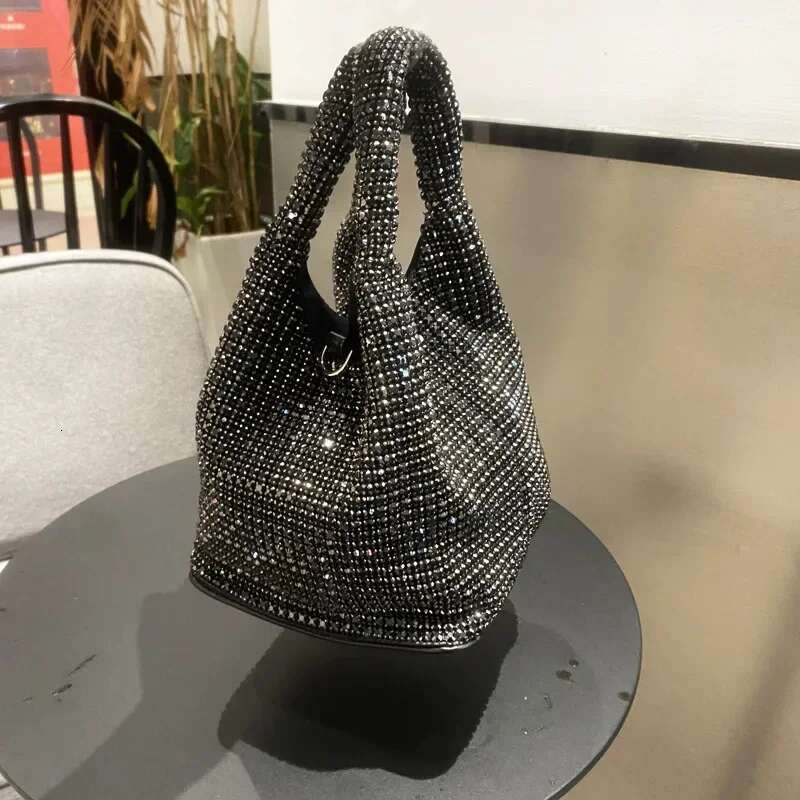 Shiny Crystal Bucket Shoulder Rhie Handmade Purses And Handbags Designer Evening Clutch Bag Purse