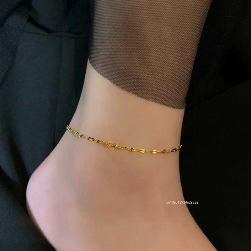 Stainless Steel Anklets Women Metal Gold Color Charm Anklets Beach Barefoot Sandal Foot Jewelry Waterproof Accessories Femme Z250408