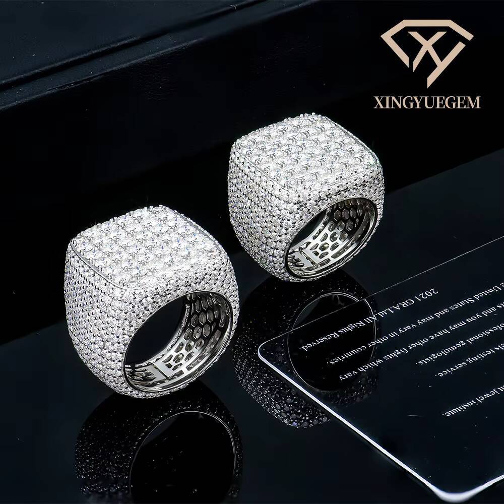 925 Sterling Silver Pass Diamond Test Hip Hop Style Pav Nail Ring Ice-Out Moissanite Punky Rappers