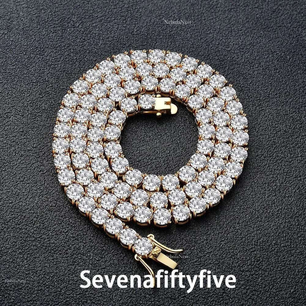 New Hip Hop by testing All Tennis authentic sterg sier Men's and women's Moissanite Chain Christmas gift 3mm