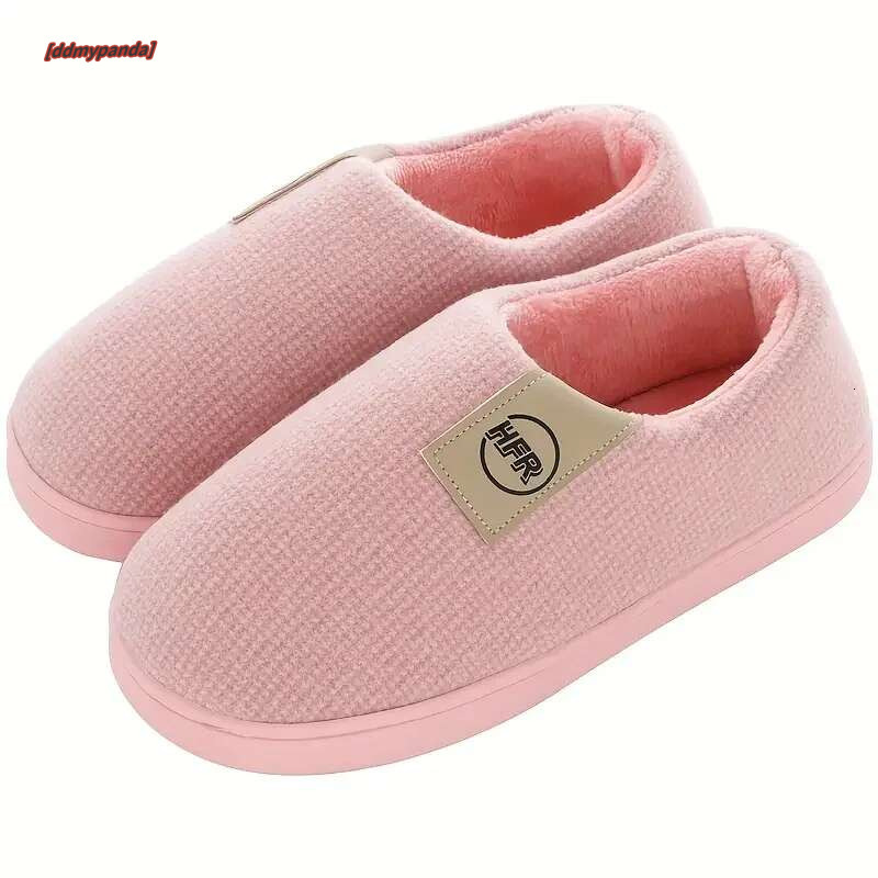 Winter Household Cotton Men Indoor Warm Plush Footwear Non-Slip Platform Slippers Couple Women All-in Package Shoes ddmypanda