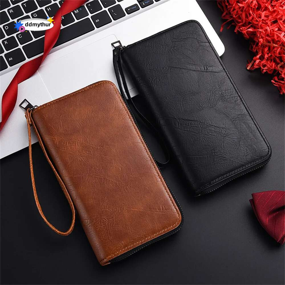 PU Leather Men Wallets Multi-card Slot Card Holder Large Capacity Driver License Phone Wallet Male Clutch Long Zipper Coin Purse ddmythur