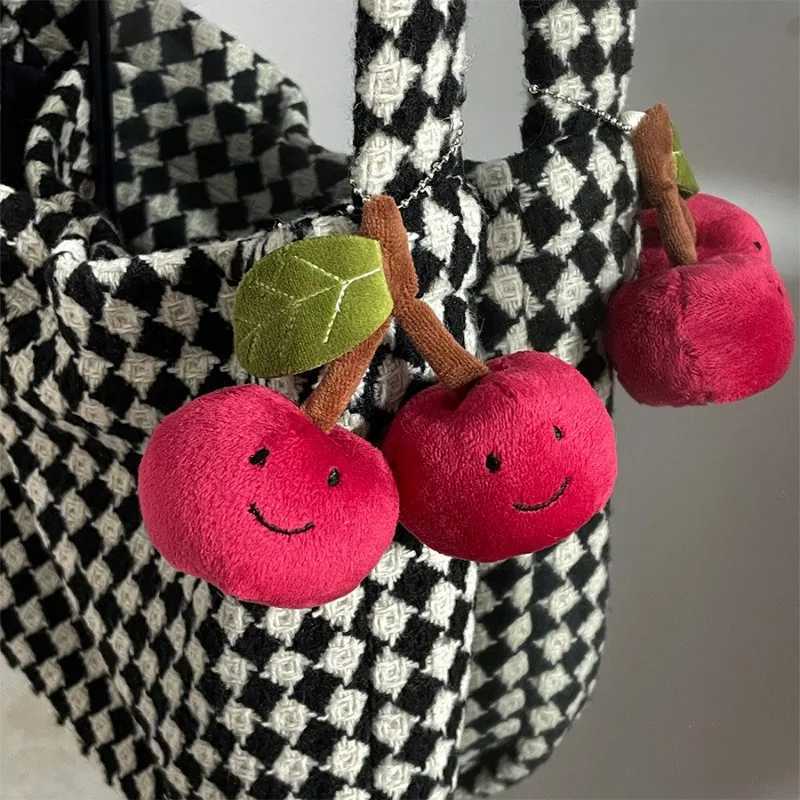 1Pc Kaii plush simulated cherry keychain toy stuffed toy keychain pendant backpack padlock decorative bag giftXJ250409