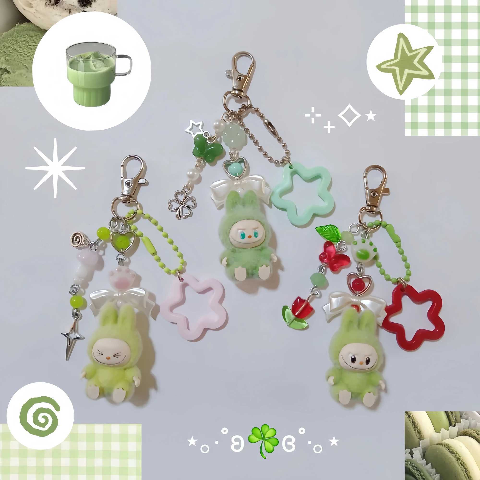 Super cute handmade Labubus matching keychainXJ250409