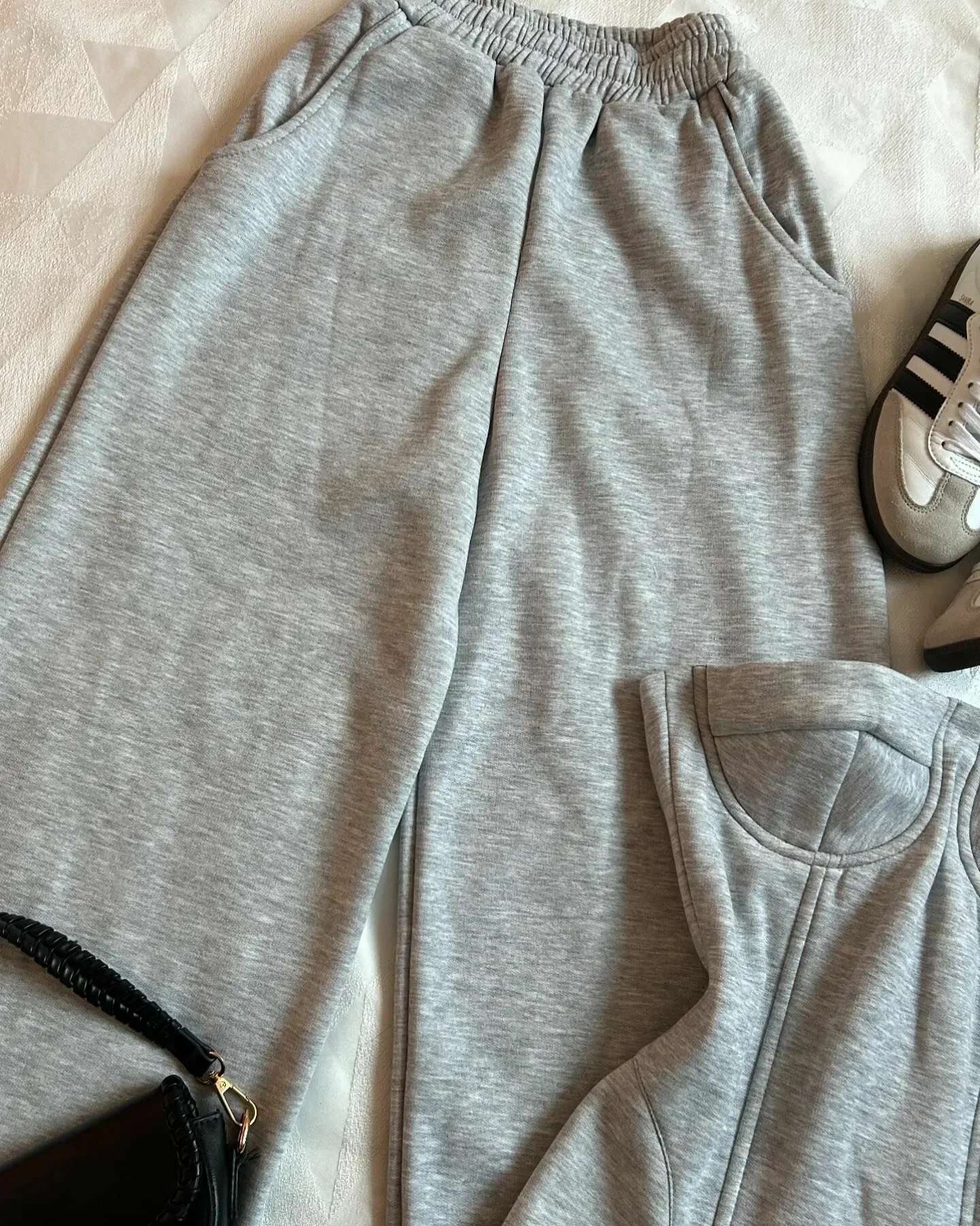 Y2K New retro light gray for women sexy slim body suit Goth high waist casual sweatpants hot girls spring two-piece set