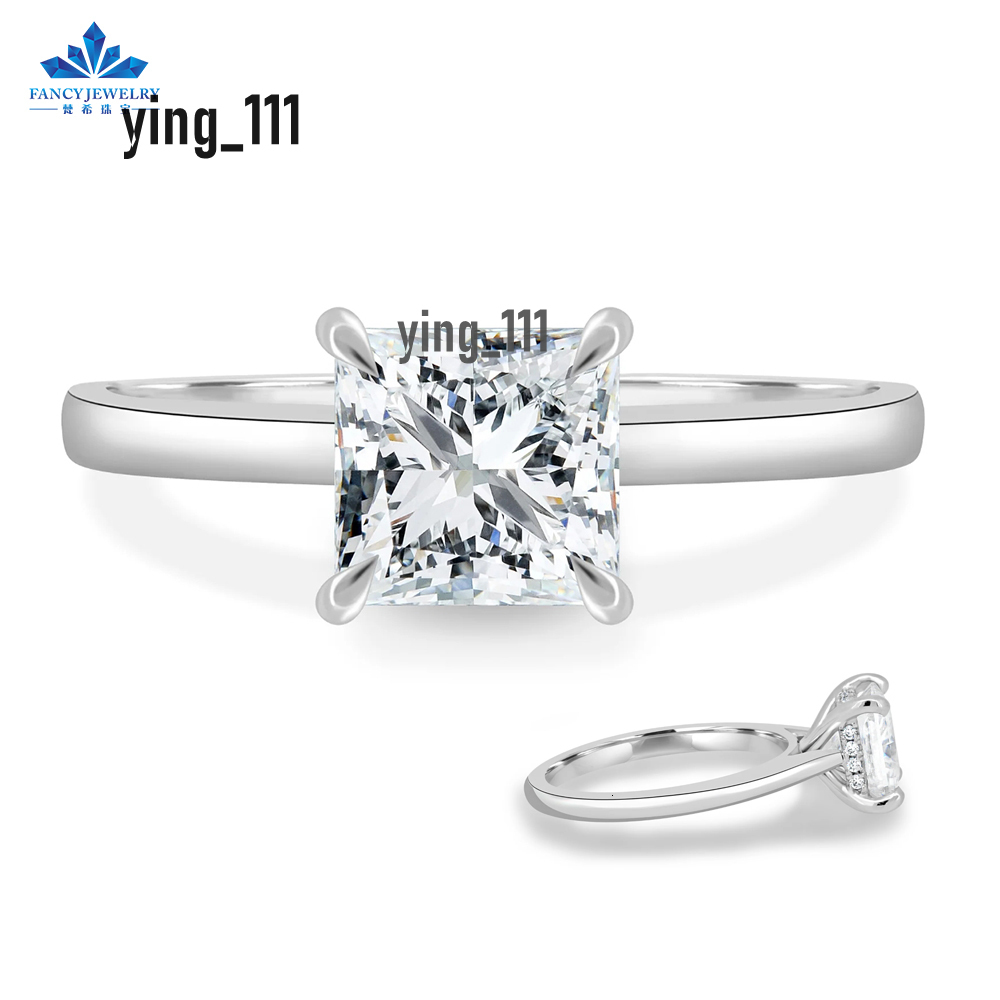 Fine Jewelry 2CT Princess Cut Moissanite VVS Diamond Ring 14K/18K White Gold Classic Wedding Engagement for Women for Parties