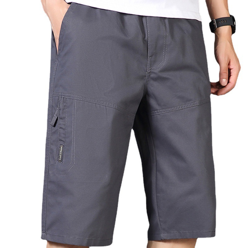 2025 New Designer Men Shorts Mid Aged And Elderly Men's Knee Length Shorts Summer Outerwear Casual Solid Color Multi Pocket Workwear Pants