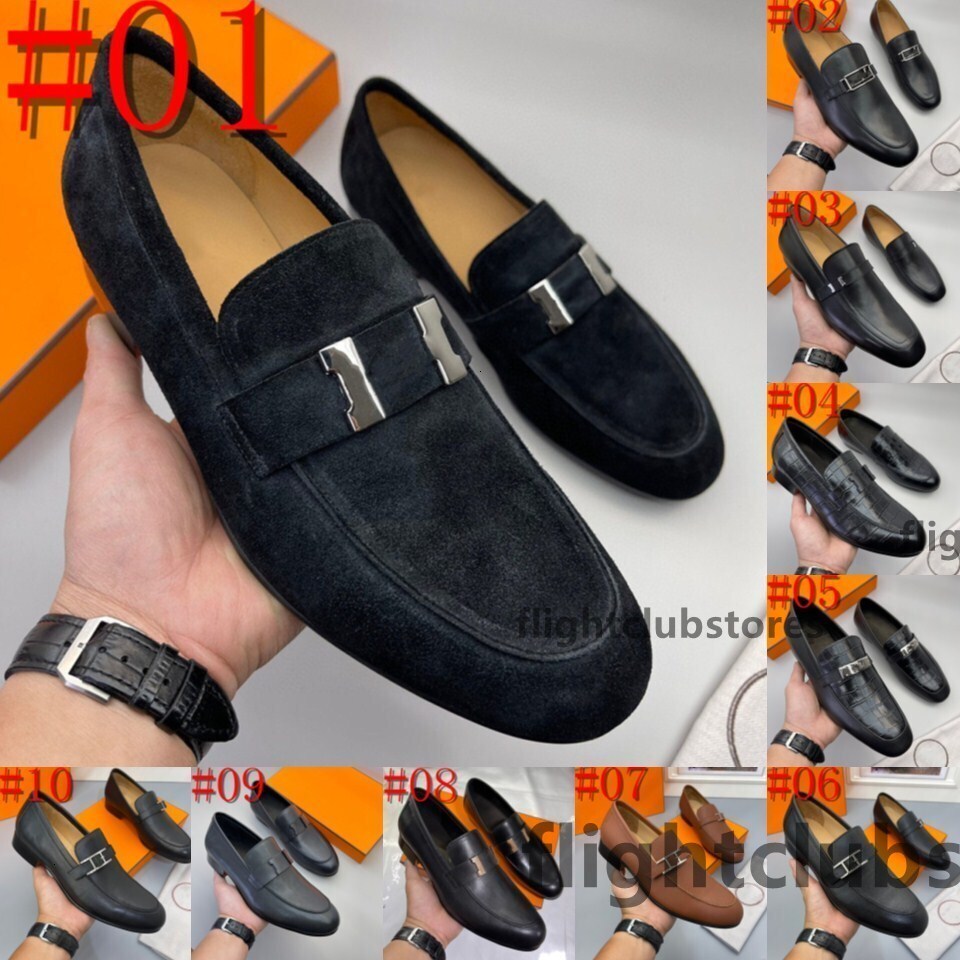 Comfort Business Leather Shoes Men Casual h Hermes hermesshoe Leather Men Shoes Slip On Brogue Simple Designer Loafers Shoes Luxurious Men Flats Wedding