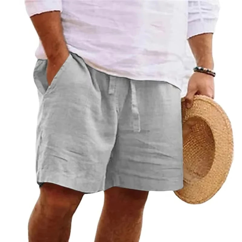 Mens Cotton Solid Color Beach Short Summer Lightweight Pants Outdoor Large Breathable Short Homme 250407