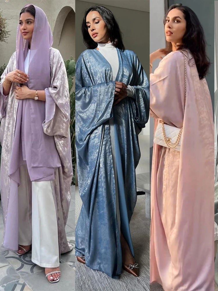 Eid al Fitr Muslim Abaya womens silk dress cardigan wool sweater Saudi Arabia Kaftan Arab party Ramadan Maxivistildos Morocco long robe 250409