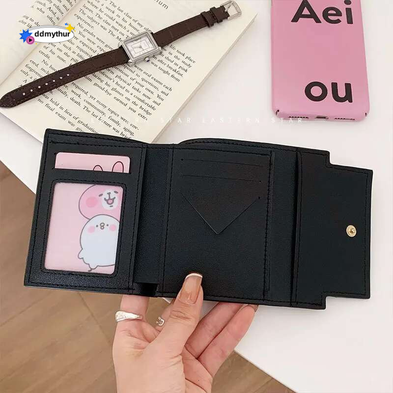 Fashion Wallets Girls Cute Bow Small Wallet Aesthetic Card Holder Classic Three Fold Purse For Women Student Simple Coin Pouch ddmythur