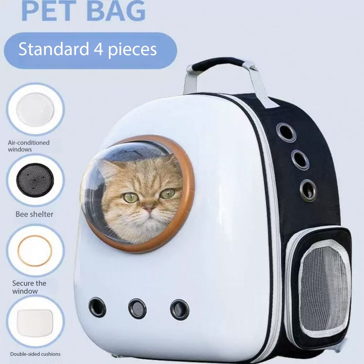 Cat bag for outdoor use, portable and lightweight, space capsule, transparent backpack, large capacity, dog, high appearance, pet, stress resistant