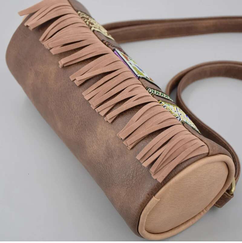 Shoulder Bags Women PU Geometry Embroidery Circle Shaped Crossbody Bag