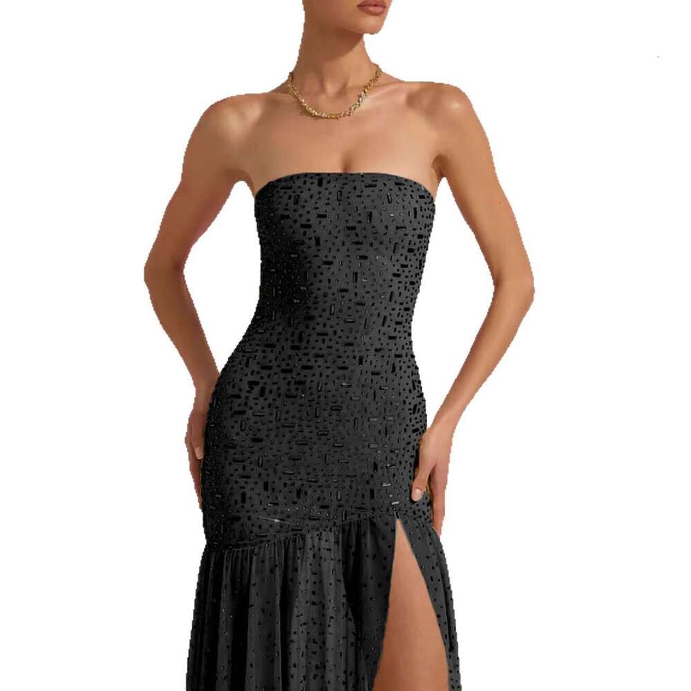 Fashion Women's Sexy Hot Girl Rhinestone Ruffle Elegant Party Gown Long Night club dress for SEXY DRESSES FOR WOMEN