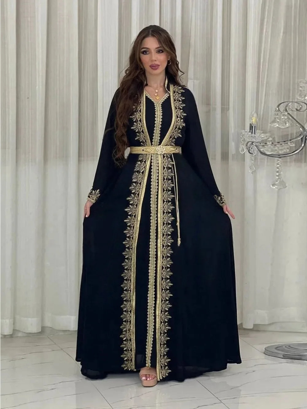 Eid al Fitr Muslim Womens Party Dress Jalabiya 2piece Set ed Arab Long Robe Ramadan Morocco Dubai Abayas Islam Vestidos Kaftan 250409