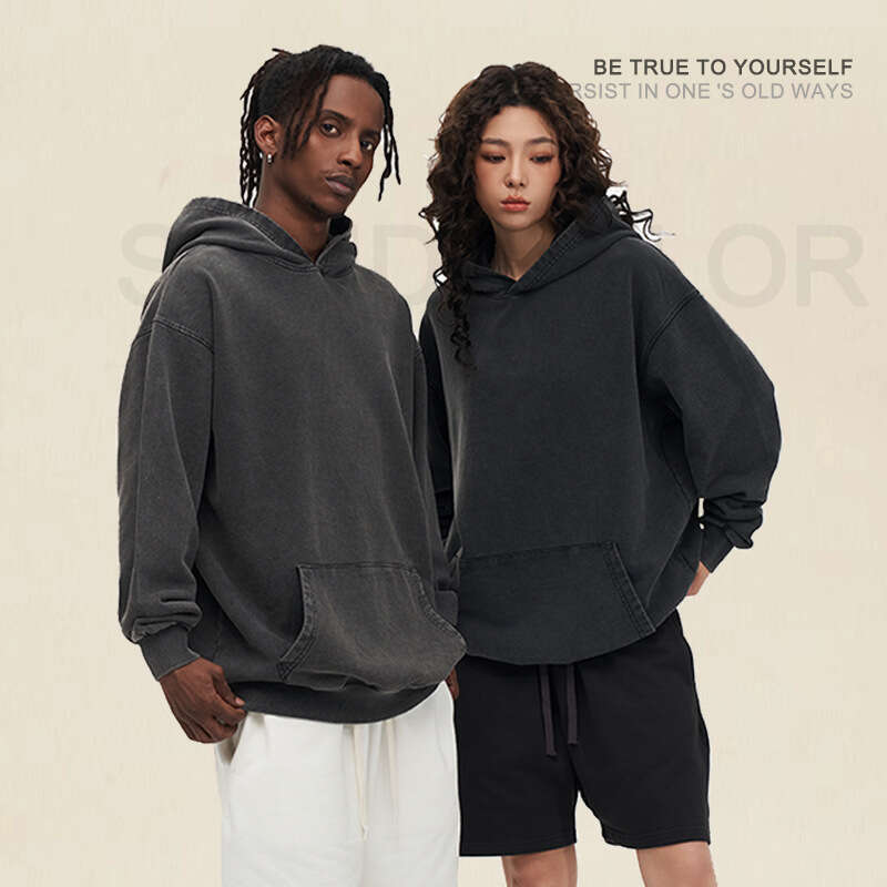 Women's Wear 420G Washed Vintage Hoodie, Loose American Style Pullover, Long Sleeved Oversized Fit, Large Hoodie