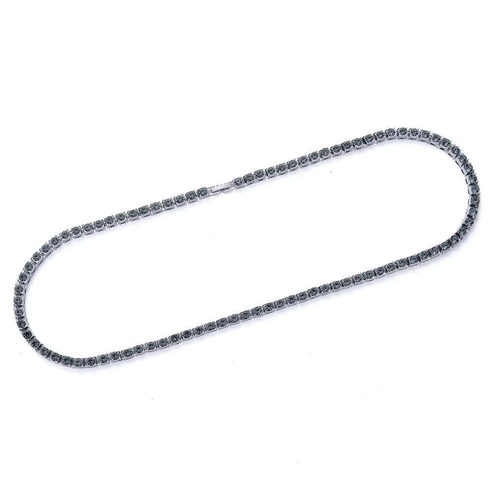 2025 gray tennis chain cubic zirconia rap singer necklace zinc alloy men's and women's accessories