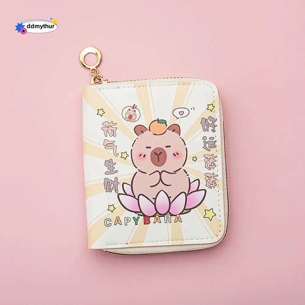 Vintage Capybara Money Coin Purse PU Leather Zipper Credit Holoder INS Style Card Wallets for Girls Students Gift Clutch ddmythur
