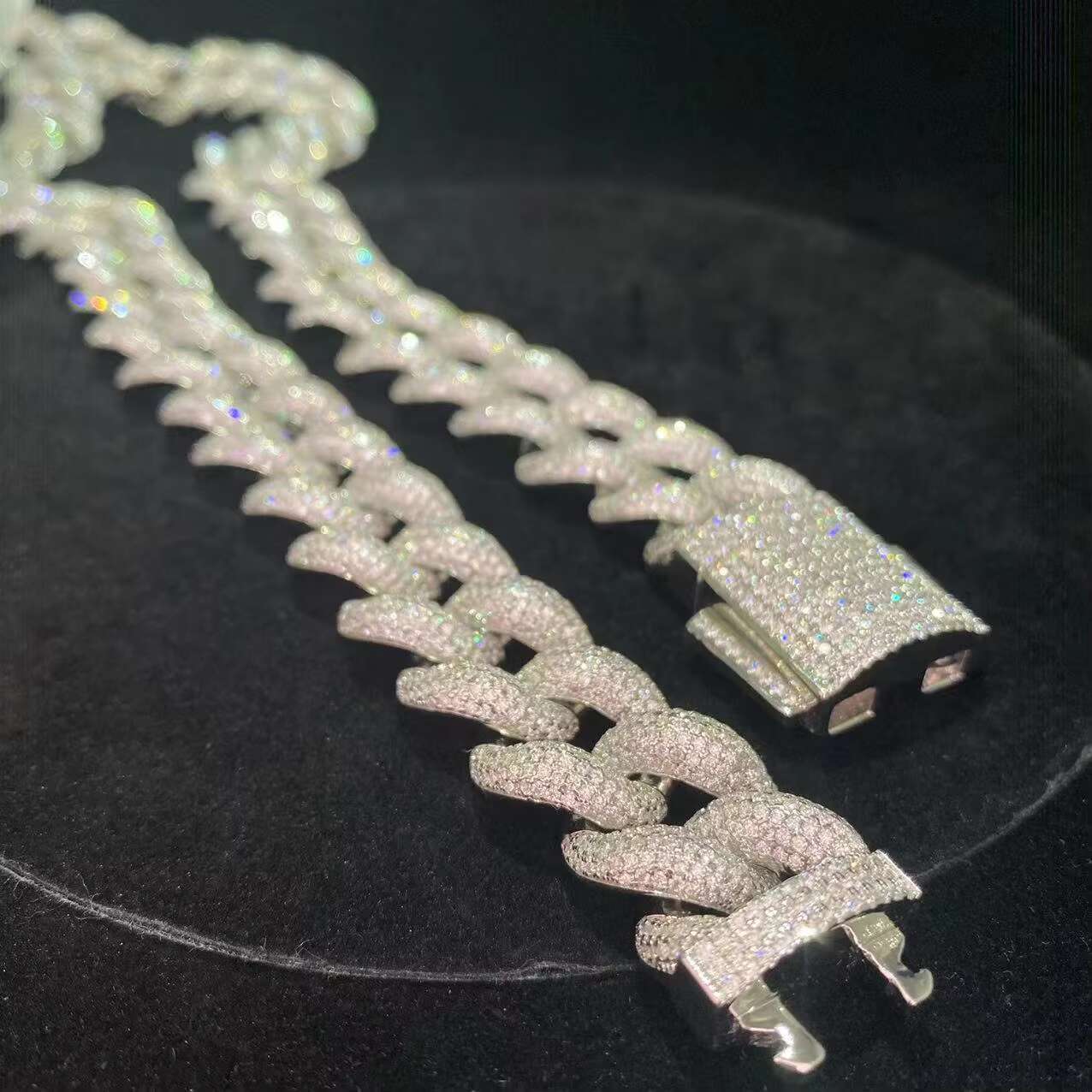 High Quality Iced Out Custom Men Jewelry Moissanite 18mm Cuban Chain 925 Sterling Silver Hip Hop Necklace