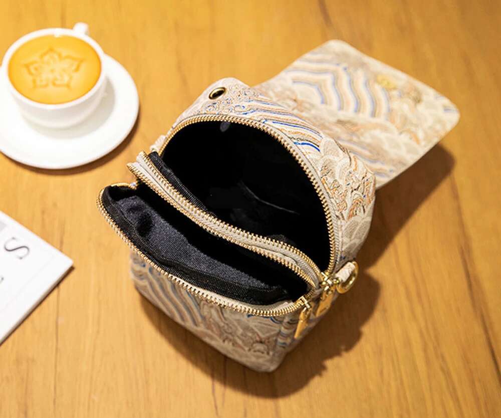 Shoulder Bags Women PU National Embroidery Phone Crossbody Bag