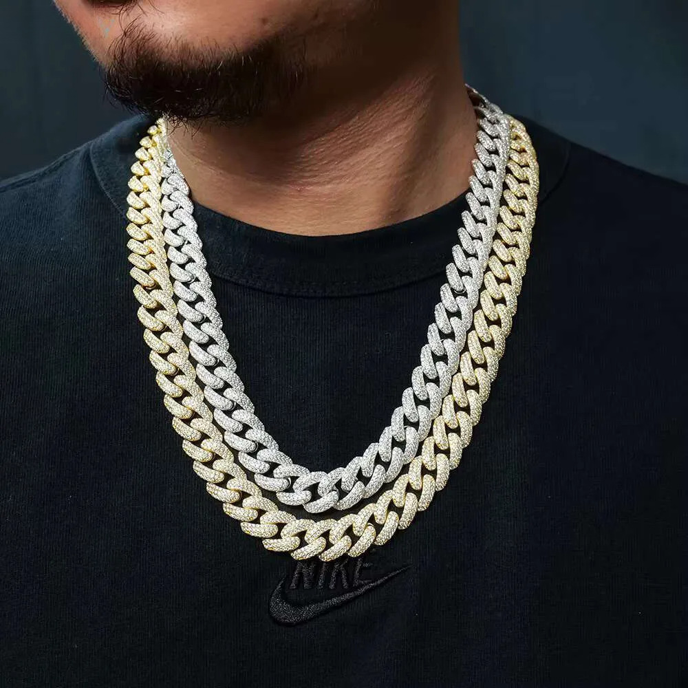 Custom Men Hiphop 10mm White Gold Plated Sterg Sier Iced Out Mossanite Moissanite Dia Cuban Necklace k Chain