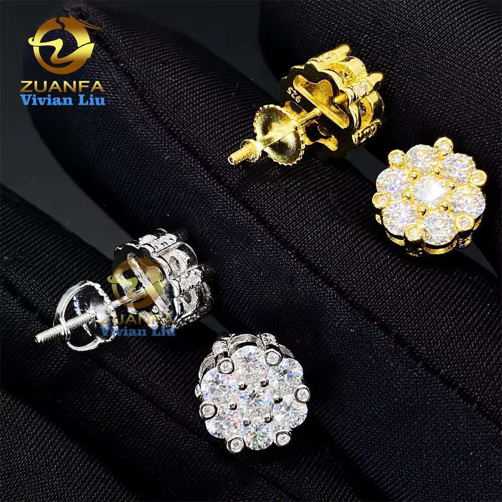 Wholesale Price Shiny 925 Sterling Silver Diamond Fine Jewelry Vvs Moissanite Jewelry Stud Earrings