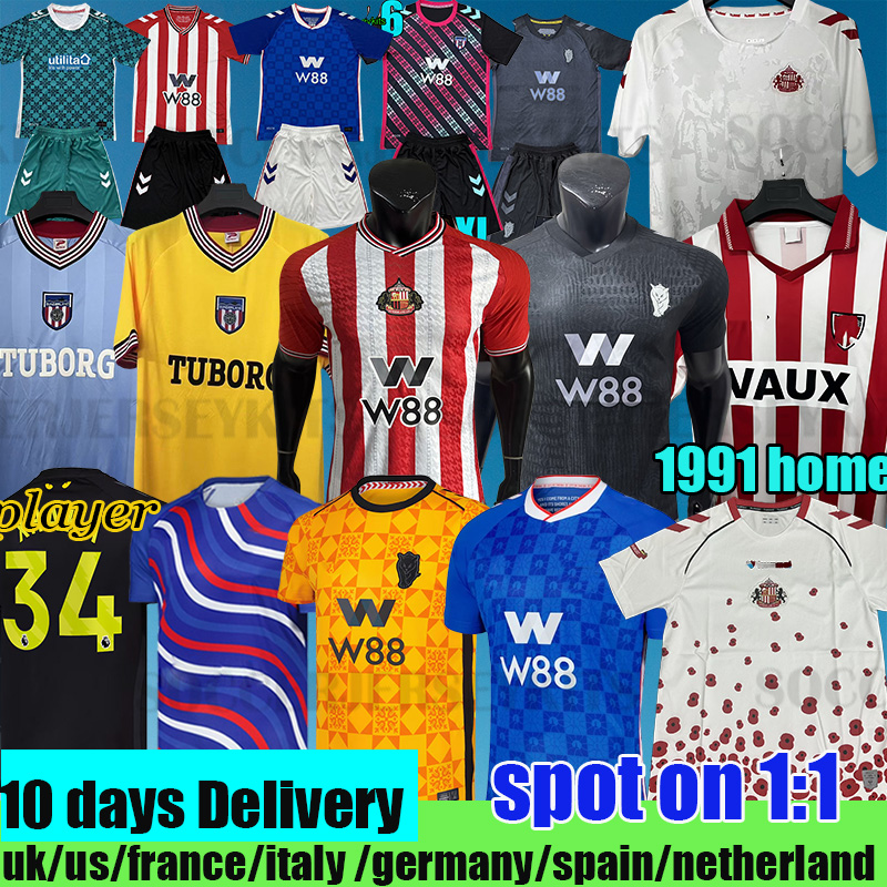XH A K A sunderland 25 26 football shirts Black Cats Blackout kits Retro Soccer Jerseys safc home away third PRITCHARD safc football shirts long sleeve third stripe