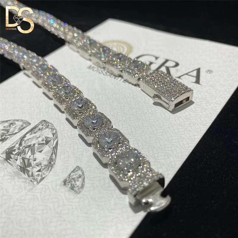 10mm Width New Fashion Rock Sugar Like Sterling Silver 925 Hip Hop VVS Moissanite Cuban Chain Necklace for Men