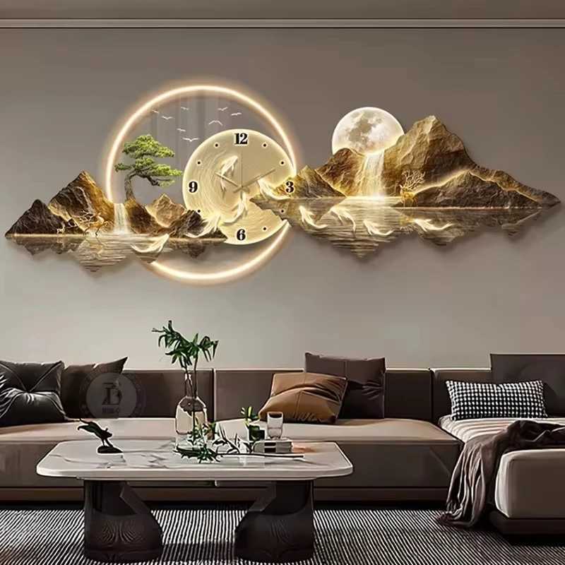 Design a luxurious wall clock living room with LED aesthetics minimalism silent and fashionable wall clock Nordic clock tower mural home decoration X2