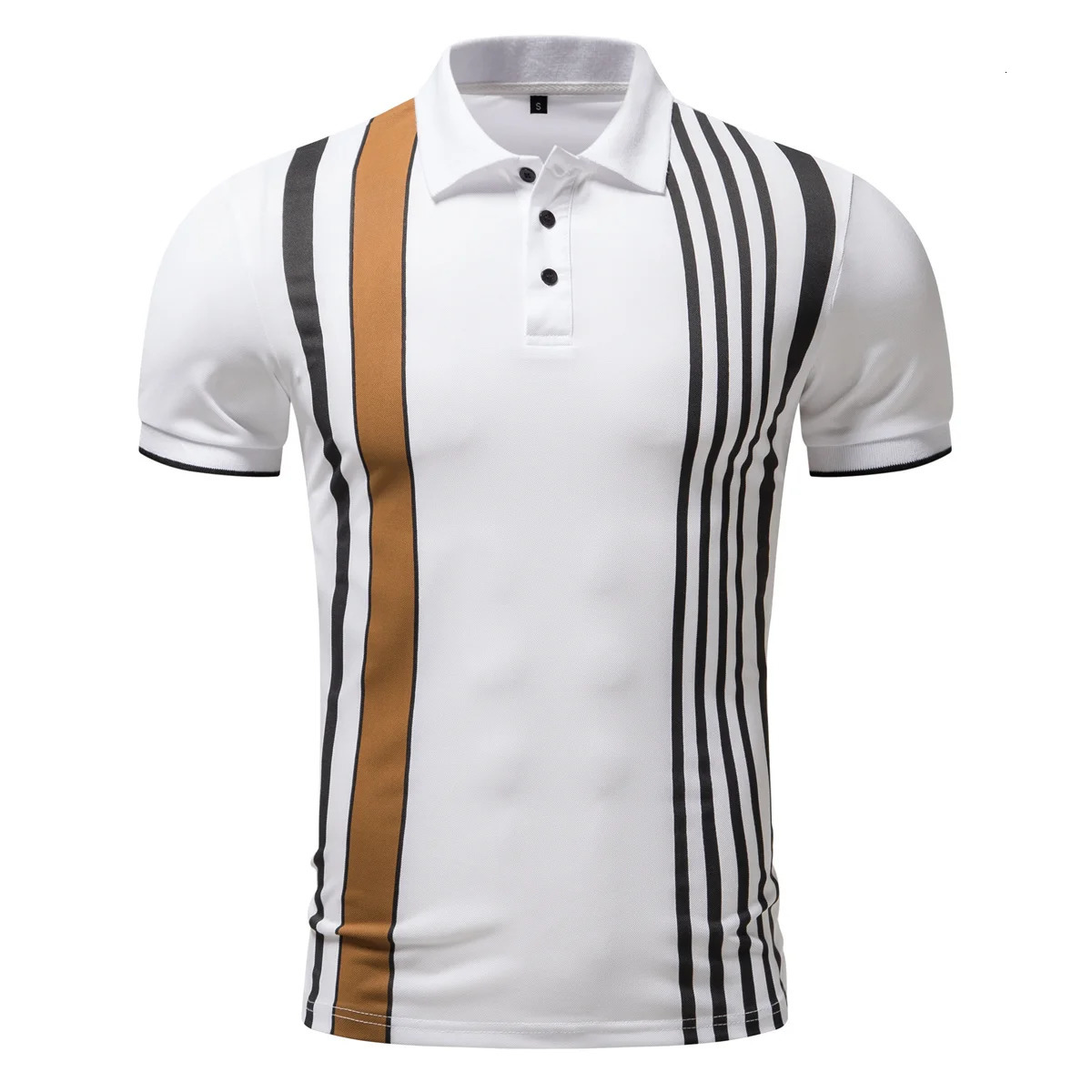 Summer Mens Polo Collar Stripe Fashion Tshirt Casual 250409