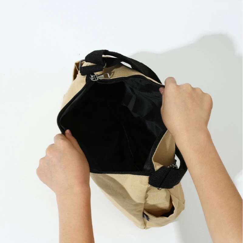 Large Capacity Canvas Shoulder Simple Multi-Zipper College Student School Book Laptop Work Commuting Crossbody Bag