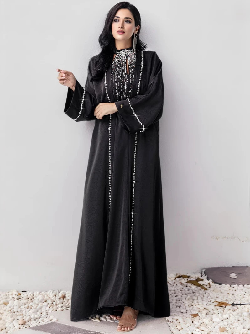 Eid al Fitr womens Abaya 2piece diamond party dress Muslim Kaftan robe Jalabiya Ramadan Dubai Vestido Largos 250409