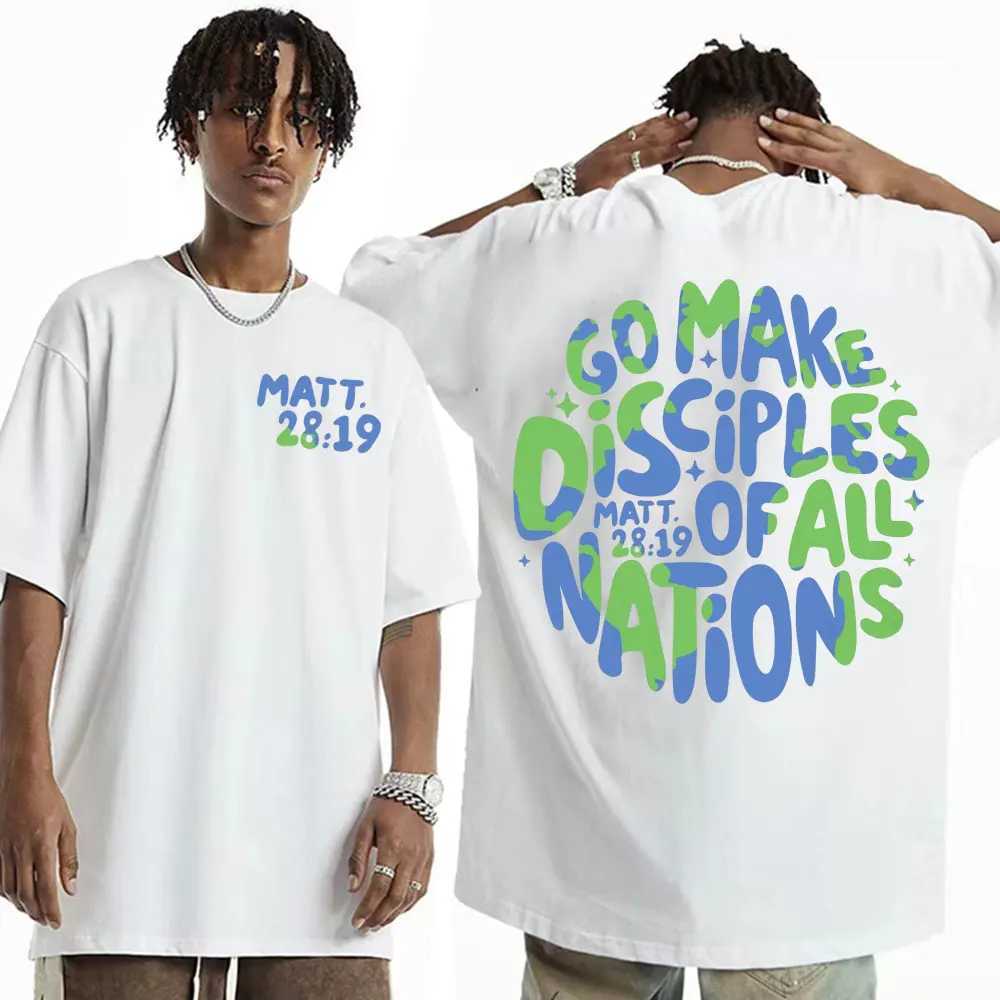 Go Make Disciples Christian Streetwear T-shirt Retro Mens Bible T-shirt Womens Fashion Aesthetics Cotton Short sleeved T-shirtXJ250409