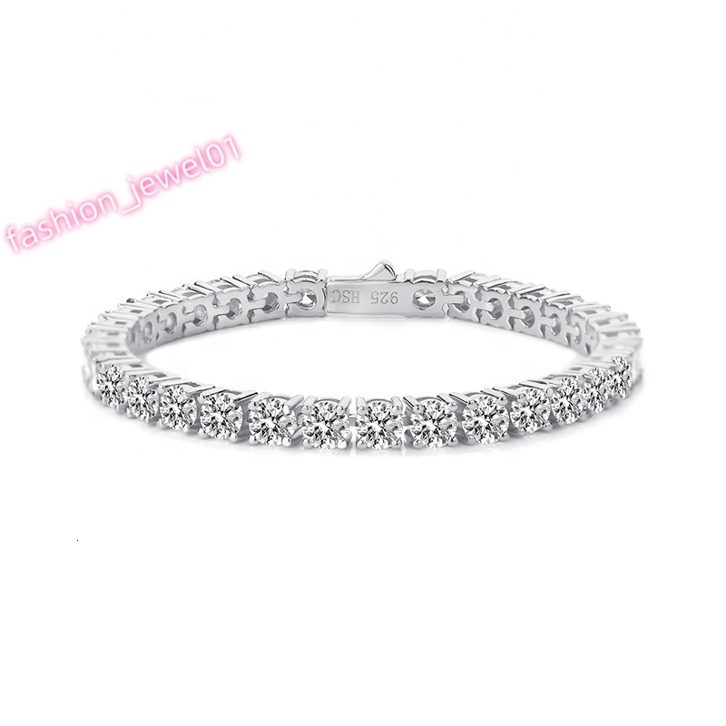 Hip Hop 925 Sterling Silver RA Certificate Full Diamond Jewelry 5MM Lab Diamond Moissanite Tennis Bracelet