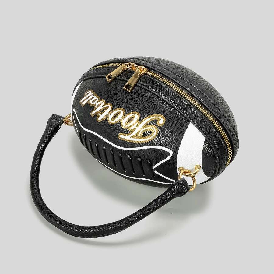 Creative Rugby Design Women Handbags Funny American Football Shoulder Crossbody Bags Pu Leather Cute Oval Small Tote Bag
