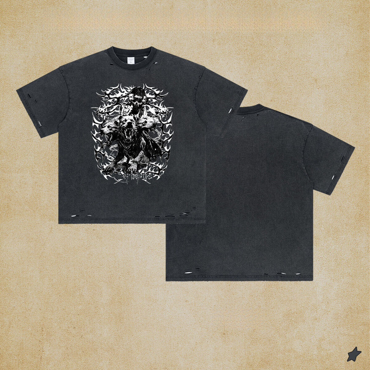 New products spring and summer 2025: distressed, cut, damaged, printed, washed water for American fashion brand plus size men's t-shirt