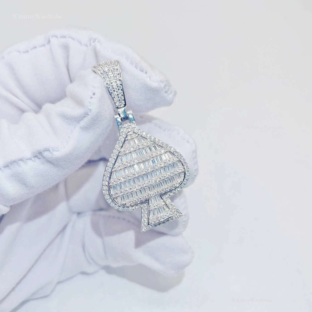 Iced out Jewelry Fashion hip hop Spade design custom Gold Sier Plated pendant VVS Moissanite Pendant