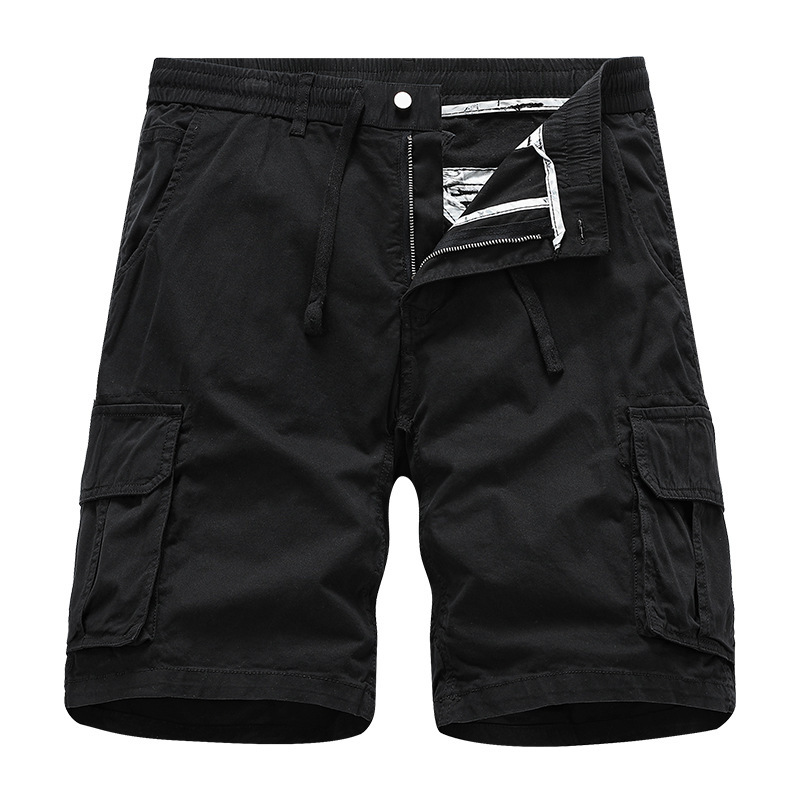 2025 New Designer Men Shorts US Size Workwear Solid Color Multi Pocket Shorts Pure Cotton Elastic Men Pants Sport Cropped Pants