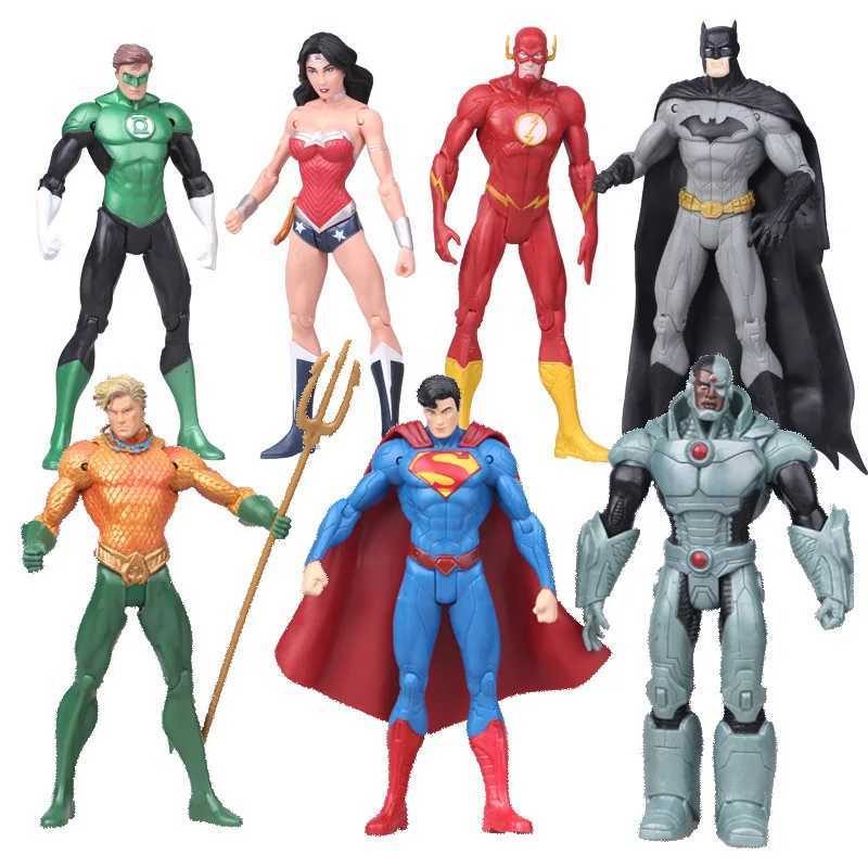 7 pieces/batch DC Justice League Flash Aquaman Superman Wonder Woman PVC action character collectible model toys X250409