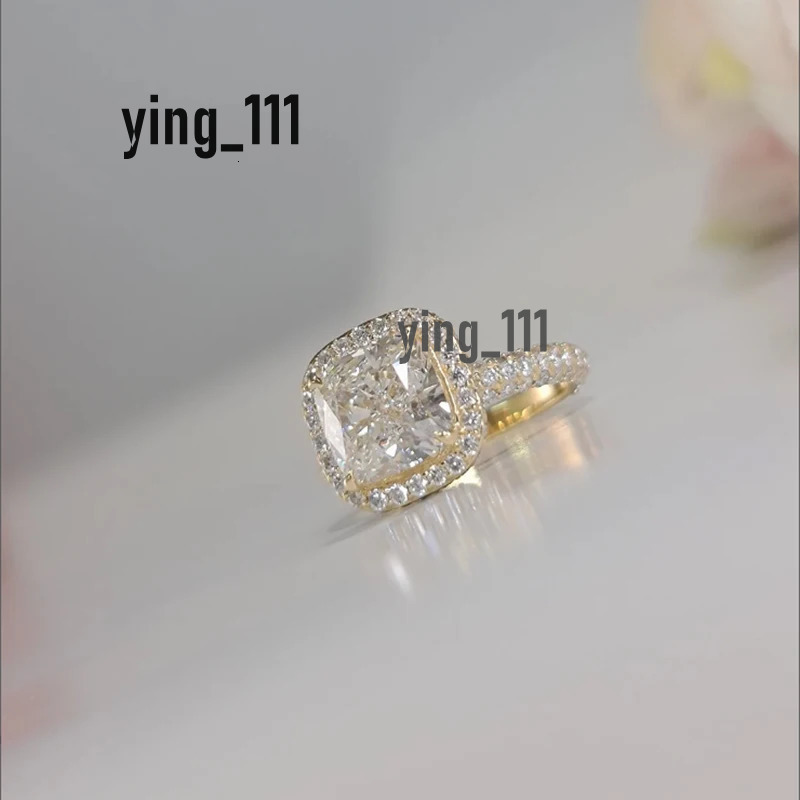 Cushion Halo Ring 3CT EF VS-VVS IGI Certified CVD HPHT Lab grown Diamond 14k Yellow Gold Wedding Band For Woman IGI Certificate